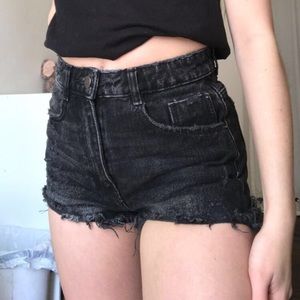 Zara black denim shorts